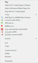 Select Convert to MP3 in context menu