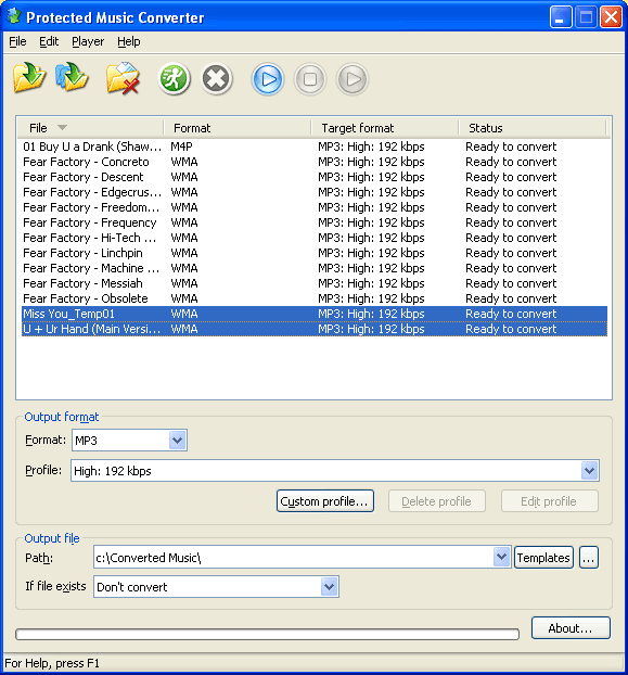 Protected Music Converter 1.9.7.5 screenshot