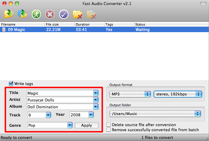 FLAC tag information
