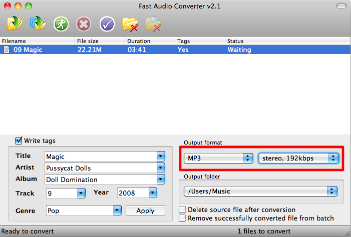 Set MP3 format and its settings