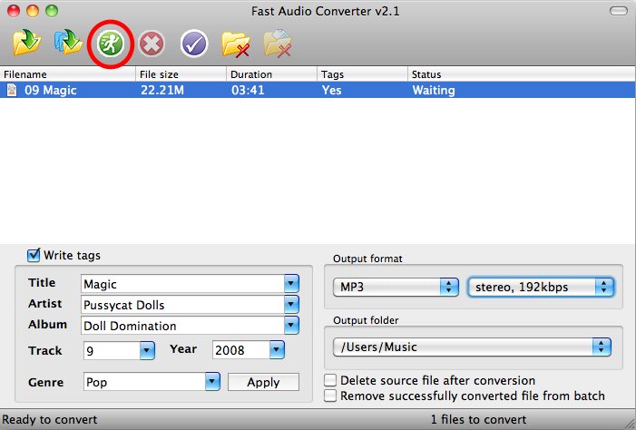 Select folder for converted MP3 files