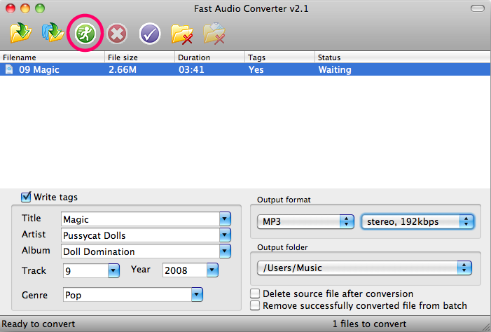 Select folder for converted MP3 files