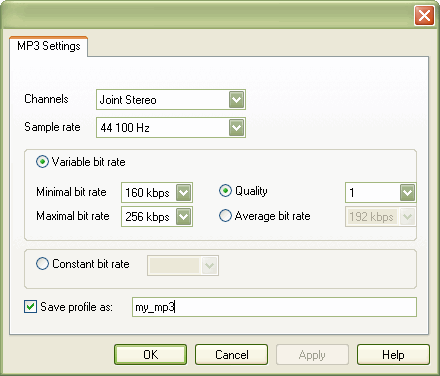 Profile for MP3 audio format