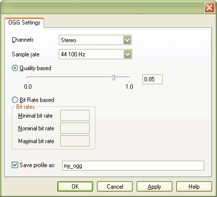 Profile for OGG audio format