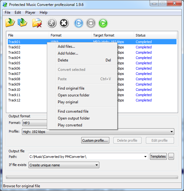 Context menu